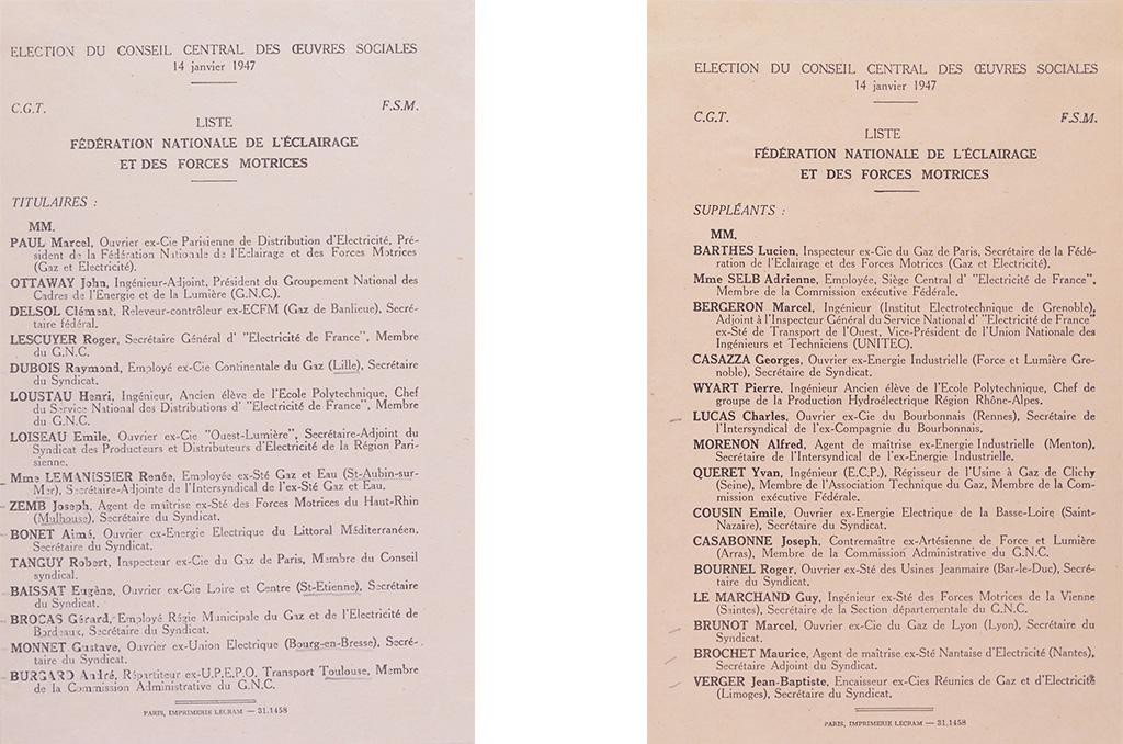 Avril 1947 : le CCOS s'organise | Journal des Activités Sociales de l'énergie | ccos2 liste titulaires