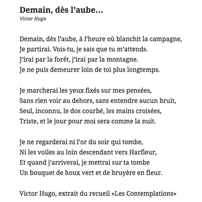 Poeme Demain Des L Aube Victor Hugo 400x400px Le Journal Des Activites Sociales De L Energie