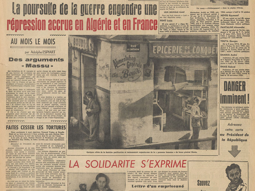 Un silence français : l’exécution de Fernand Iveton | Journal des Activités Sociales de l'énergie | La Défense organe de la Section française du Secours rouge international