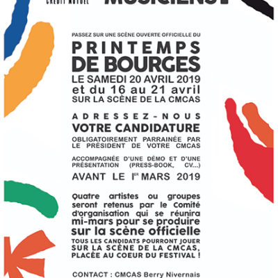Printemps de Bourges 2019 : appel aux groupes amateurs ! | Journal des Activités Sociales de l'énergie | Bourges AFFICHE APPEL AUX GROUPES 2019