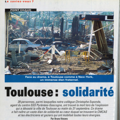 21 septembre 2001, 10h17 : l'usine AZF de Toulouse explose... | CCAS Infos 217 Octobre 2001 medaillon | Journal des Activités Sociales de l'énergie