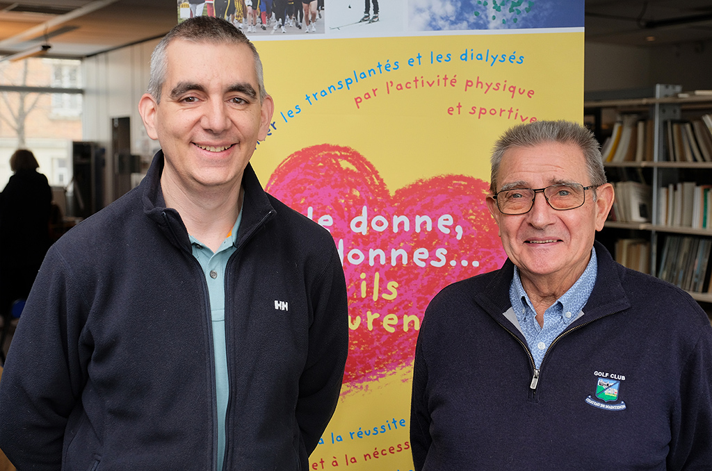 Jean-Baptiste Francillard (à g.), agent EDF greffé du foie et parrain de l’équipe des Activités Sociales, et Christian Lienard, greffé du foie et coureur de l’équipe de Trans-Forme, l’association organisatrice de la Course du cœur 2022