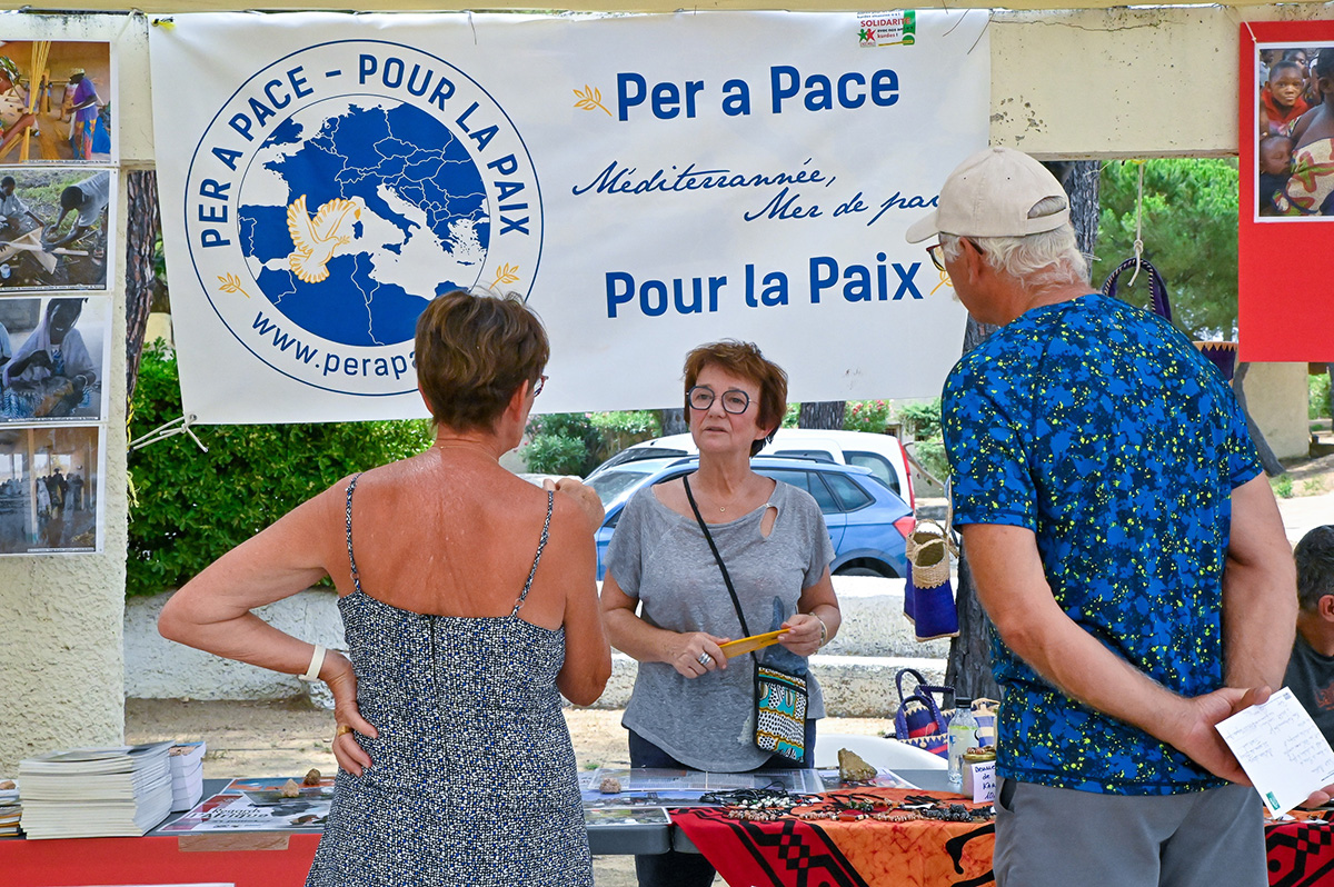Association Per a Pace. Journée de lancement du projet Mère méditerranée, à l'initiative de l'UT Corse CMCAS-CCAS, juillet 2023. 
