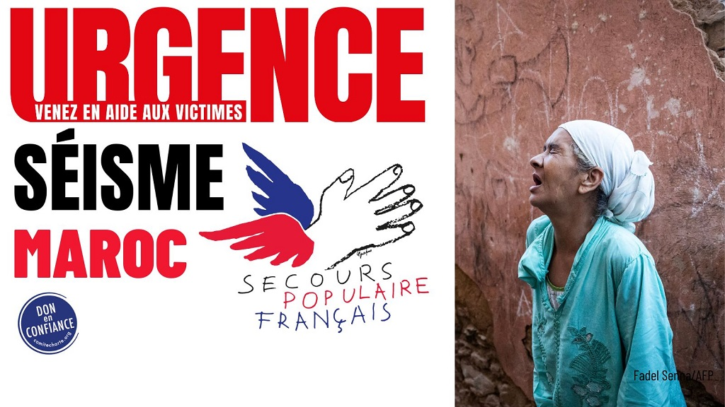 Bannière Urgence séisme Maroc Secours populaire français