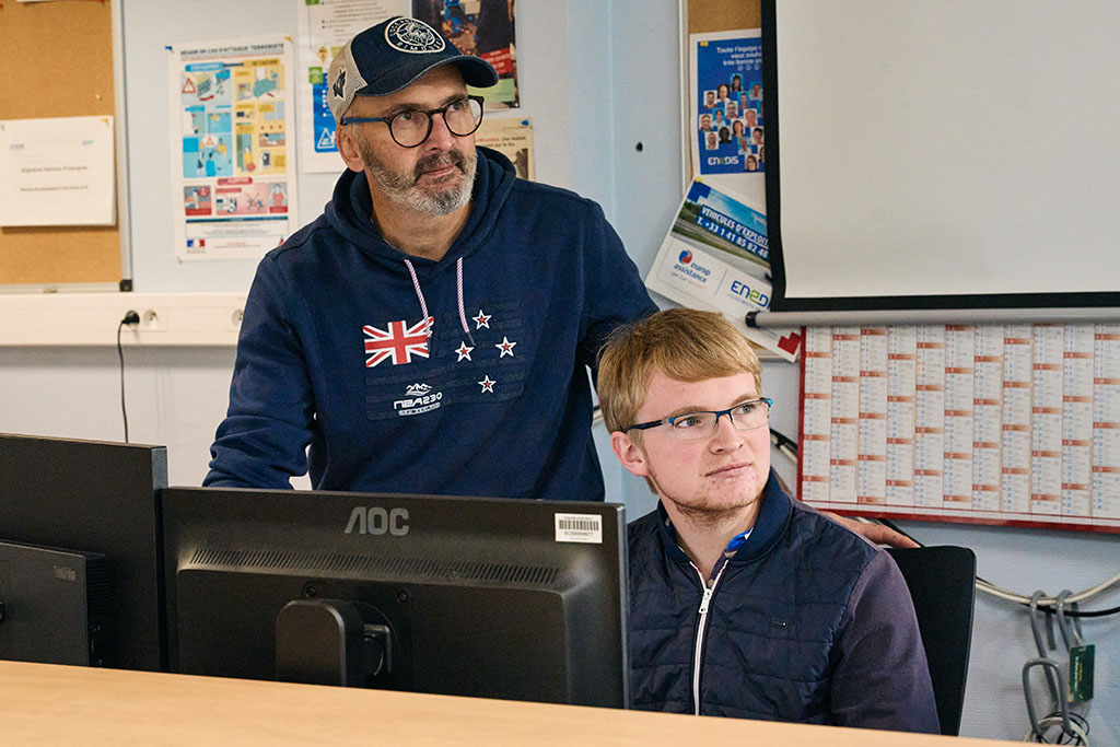 Intervention des agents Enedis après la tempête Ciaran. Finistère, 7 et 8 novembre 2023.