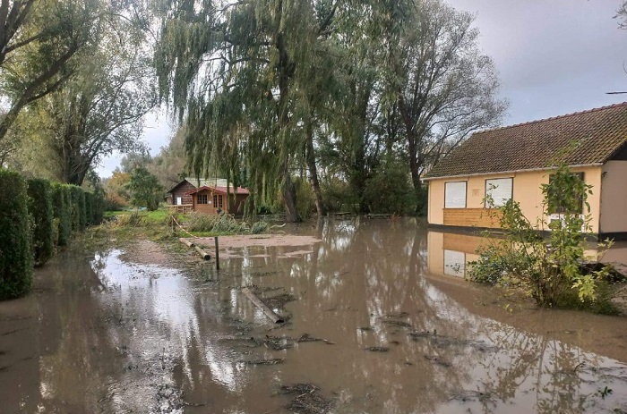 L’étang de Balinghem (Pas-de-Calais), patrimoine de la CMCAS Littoral Côte d’Opale, inondé suite aux fortes pluies et crues du début du mois de novembre 2023.