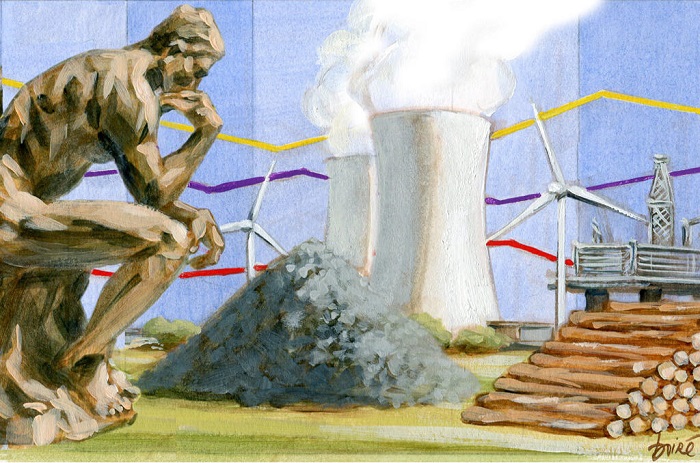 Energies fossiles et renouvelables. Illustration : Jean-Luc Boiré