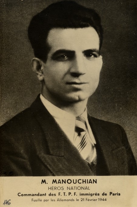 Missak Manouchian, commandant des FTP-MOI de la région parisienne, militant communiste et résistant arménien à l'occupation nazie fusillé en 1943.