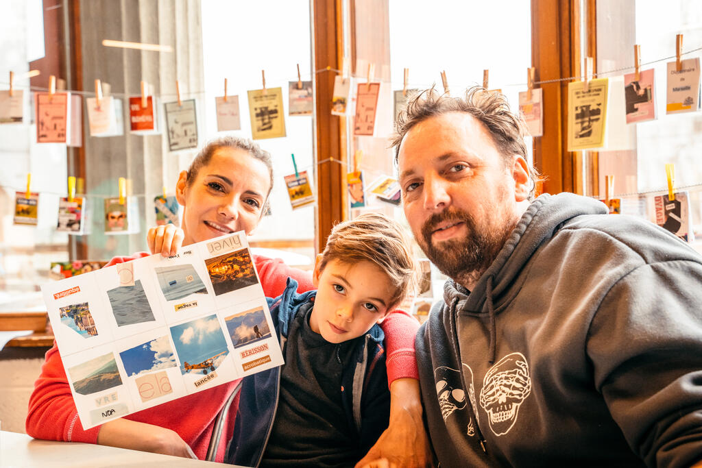 La famille Neuveux, en vacances à Aussois, en pleine création avec Sophie Foray.